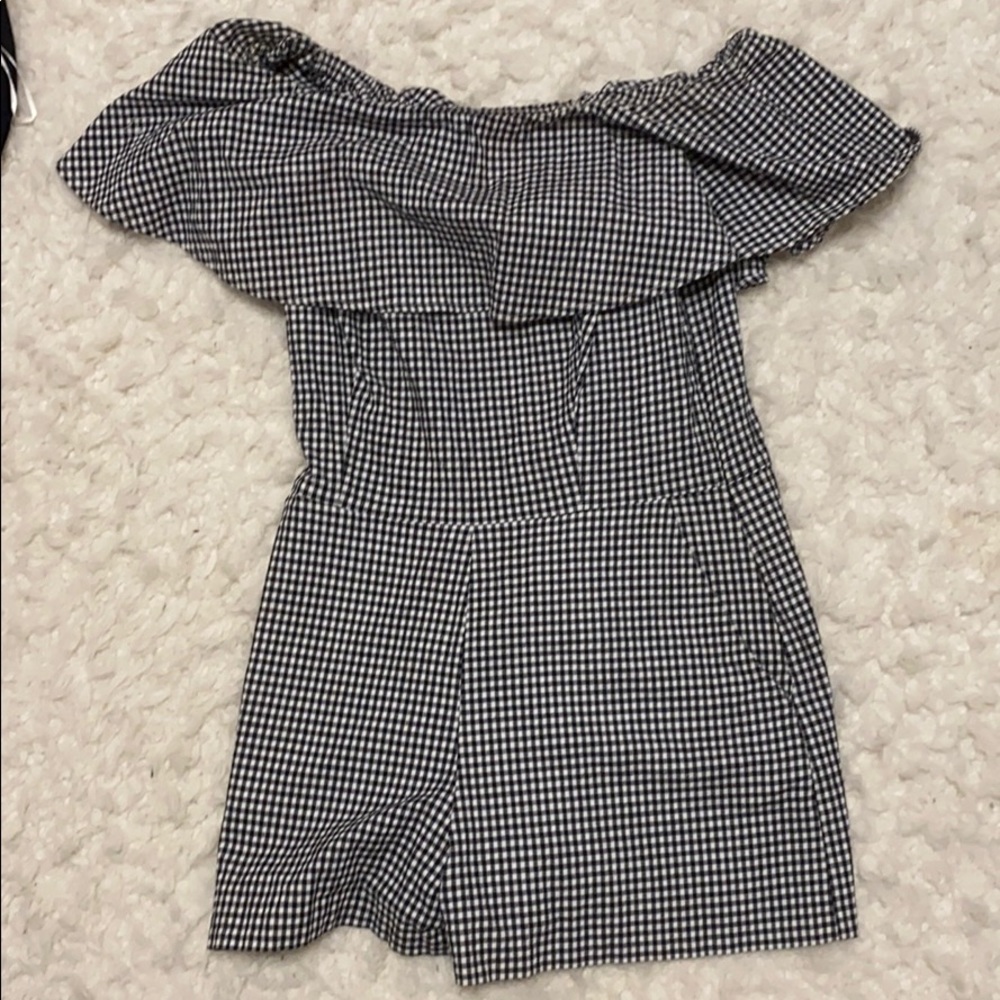 Gingham off the shoulder romper
